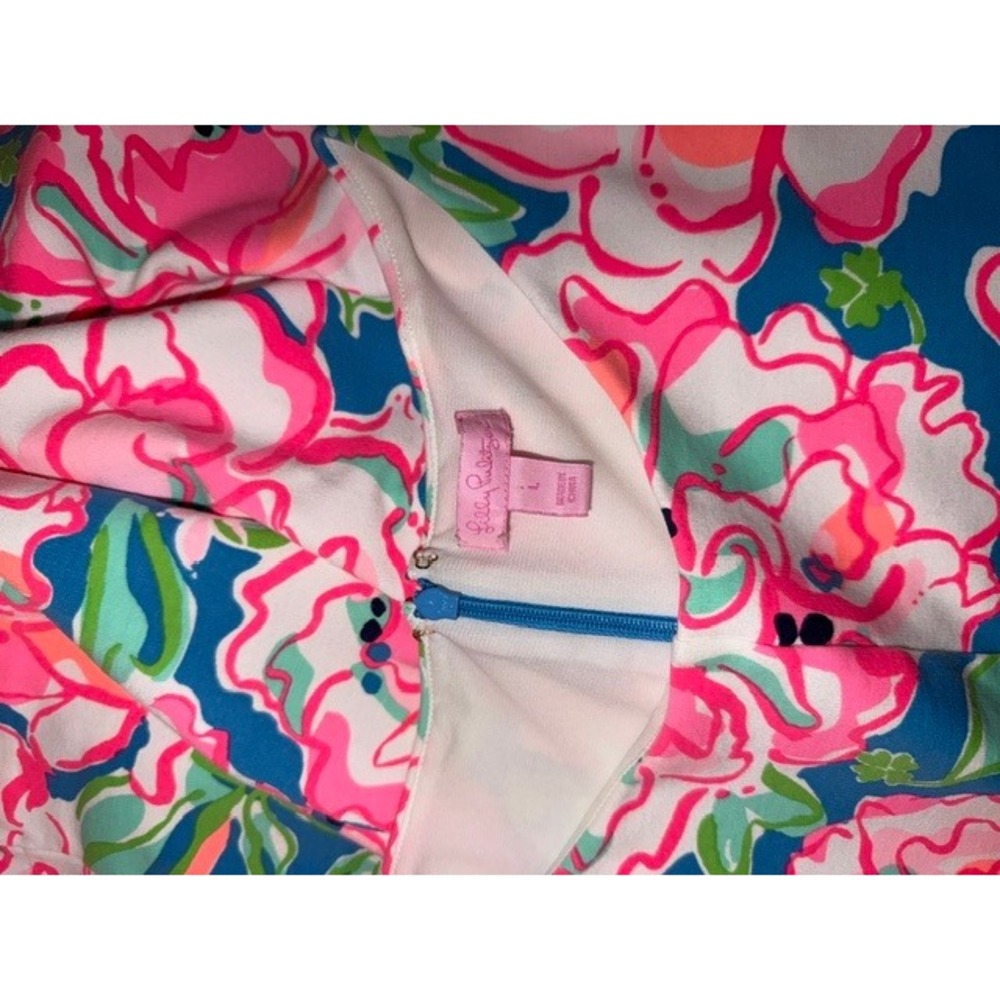 Lilly Pulitzer Pink Blue Floral Sleeveless Shift Dress Womens Large - Picture 3 of 3